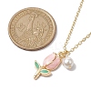 Alloy Enamel Tulip & Round Shell Pearl Pendants Necklaces NJEW-JN04786-3