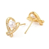 Rack Plating Brass Micro Pave Clear Cubic Zirconia Stud Earrings for Women EJEW-G394-29G-1