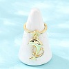 Adjustable Brass Micro Pave Cubic Zirconia Pendant Finger Rings for Women RJEW-A090-01A-G-2