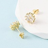 Brass Micro Pave Cubic Zirconia Flower Stud Earrings LS-EJEW-H174-01B-G-3