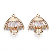 Brass Micro Pave Clear Cubic Zirconia Links Connectors KK-S359-160-RS-1