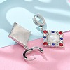 304 Stainless Steel Rhombus Hoop Earrings EJEW-A119-11P-3