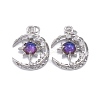 Brass Micro Pave Clear Cubic Zirconia Glass Pendants ZIRC-C024-06P-01-2