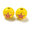 Natural Wood European Beads WOOD-S059-01N-2