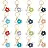 8Pcs 8 Color Flower Acrylic & Alloy Enamel Charm Keychains KEYC-PH01511-1