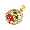 Brass Micro Pave Cubic Zirconia Pendants KK-V009-15G-01-2