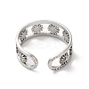 Non-Tarnish 304 Stainless Steel Flower Open Cuff Ring Finding STAS-K253-03P-2