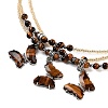 Natural Tiger Eye Faceted Butterfly  Pendant Necklaces NJEW-G143-01D-1