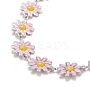 Enamel Daisy Link Chain Necklace NJEW-P220-01P-05-2