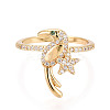 Brass Micro Pave Cubic Zirconia Cuff Rings for Women KK-T071-60G-2