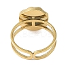 Ion Plating(IP) 304 Stainless Steel Enamel Flat Round with Heart Cuff Finger Rings RJEW-L107-073G-01-3