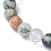 Natural Tree Agate Round Bead Stretch Bracelets BJEW-JB09872-01-3