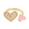 Brass Micro Pave Clear Cubic Zirconia Open Cuff Rings RJEW-U009-04B-G-2