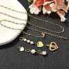 Cubic Zirconia & Shell Pearl Heart Round Pendant & Necklaces & Bracelets Sets SJEW-Q002-02G-5