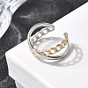 Adjustable 304 Stainless Steel Cuff Rings for Women RJEW-B150-01GP-06-1