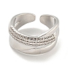 Rack Plating Brass Micro Pave Cubic Zirconia Open Cuff Rings RJEW-I104-19P-2