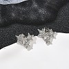 Star Brass Micro Pave Clear Cubic Zirconia Stud Earrings LS-EJEW-F383-06P-1