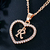 Alloy Crystal Rhinestone Heart with Initial Pendant Necklaces WGD4CFD-18-1