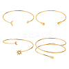 4Pcs 4 Styles Iron Three Loops Wire Wrap Bracelet Set BJEW-FI0001-19-1