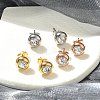 Ion Plating(IP) 304 Stainless Steel Flat Round Stud Earrings EJEW-C099-16C-2