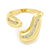 Brass Micro Pave Clear Cubic Zirconia Open Cuff Ring for Women LS-RJEW-M173-13B-G-2