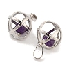 Natural Amethyst Round Ball Pendants G-Q163-05P-01-2