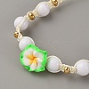 2Pcs Glass Seed Round Beads Stretch Bracelets & Plumeria Resin Beads Braided Bead Bracelets for Women BJEW-WH0023-64A-2