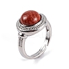 Natural Mixed Stone Round Adjustable Rings RJEW-K271-04P-3