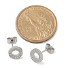 304 Stainless Steel Micro Pave Clear Cubic Zirconia Stud Earrings STAS-Z107-01P-02-5