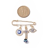 Crystal Rhinestone Evil Eye Charms Safety Pin Brooch with Resin Beaded JEWB-BR00088-3
