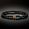 Natural Lava Rock & Synthetic Turquoise Round & Synthetic Non-magnetic Hematite Corss Beaded Stretch Bracelets SL0705-4