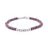 Gold-tone Miyuki Elastic Crystal Beaded Bracelet with Acrylic Tube Beads ST0365198-1
