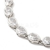 Clear Cubic Zirconia Teardrop Link Chain Bracelet BJEW-E073-03P-2