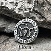 Flat Round with Engraved Twelve Constellation Alloy Pendant Necklace for Women Men WG25F4B-02-1