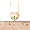 304 Stainless Steel Enamel Heart with Flower Pendant Necklaces for Women NJEW-D347-01G-02-5