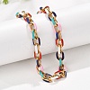 304 Stainless Steel Colorful Enamel Curb Chain Necklaces for Women NJEW-P328-01G-3