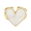 Ion Plating(IP) 304 Stainless Steel Enamel Heart Cuff Finger Rings RJEW-L107-072G-01-2