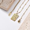 304 Stainless Steel Rectangle Snake Pendant Satellite Chain Necklace for Women LS-NJEW-F332-01G-2