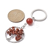 Natural Carnelian & Red Jasper Chips Flat Round with Tree of Life Kcychain KEYC-JKC00563-03-2