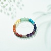 Natural & Synthetic Mixed Stone & Alloy Round Beaded Stretch Bracelet BJEW-JB08572-2