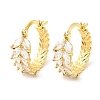 Leaf Brass Micro Pave Cubic Zirconia Hoop Earrings EJEW-P333-03G-4