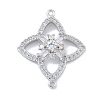 Rack Plating Brass Clear Cubic Zirconia Flower Connector Charms KK-A234-063P-1