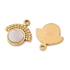 304 Stainless Steel Natural White Shell Pendants STAS-L288-03G-02-2