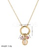 Brass Pave Cubic Zirconia Oval Flower Birth Stone Penant Necklaces with Synthetic Opal for Women WG88A4B-02-2