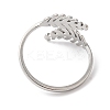 Non-Tarnish 304 Stainless Steel Leaf Open Cuff Ring for Women RJEW-K245-40P-2