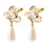 Brass Enamel Stud Dangle Earrings KK-CBAB173-02A-G-4