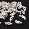 Silver Color Plated Hexagon Brass Grade A Rhinestone Bridge Spacers X-RB-H239-19x8mm-S-1
