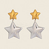 304 Stainless Steel Two Tone Star Dangle Stud Earrings LQ4369-1