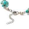 Heart & Tortoise Synthetic Turquoise Beaded Anklet AJEW-AN00459-02-5