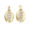 Brass Pave Clear Cubic Zirconia Pendants KK-U009-01B-G-1